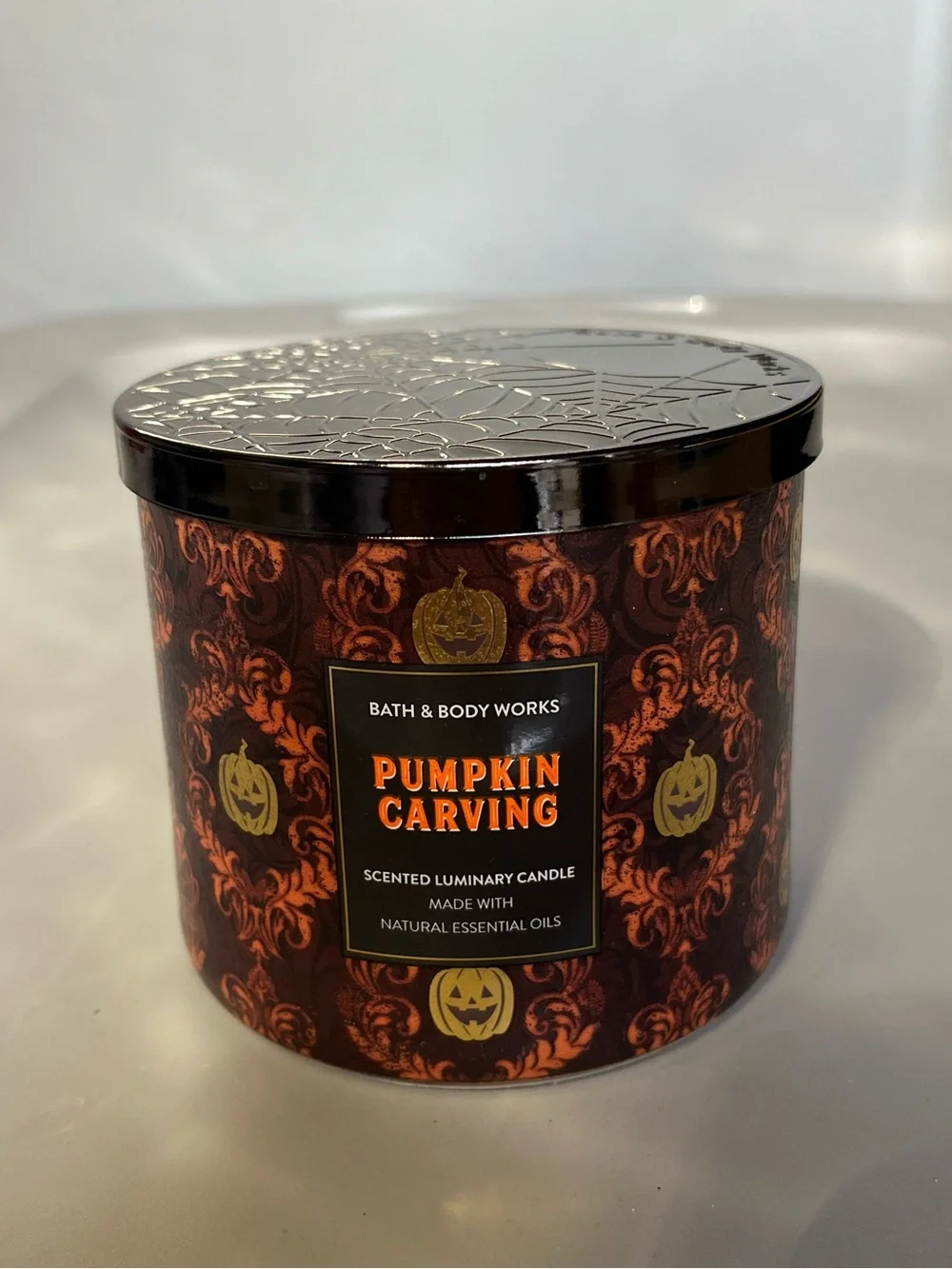 Bath & Body Works Pumpkin Carving Scented Luminary Candle - Orange & Black
